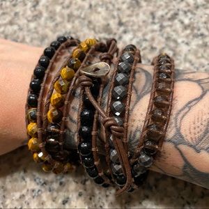 Chan Luu Tiger’s Eye/Hematite/Onyx Wrap Bracelet